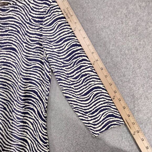 J McLaughlin Sheath Dress Womens Sz S Blue White Zebra Print Stretch 3/4 Sleeve - Picture 5 of 13